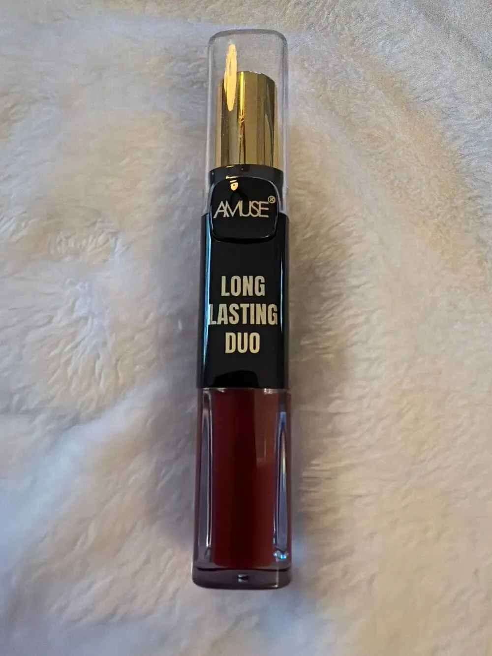 AMUSE Long Lasting Duo Liquid Lip Color LIP6286A-8 Burgundy Red 0.28 oz NEW